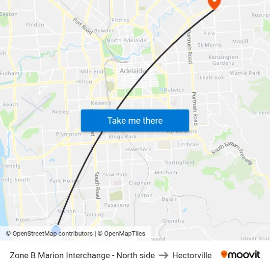 Zone B Marion Interchange - North side to Hectorville map