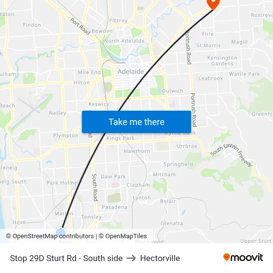 Stop 29D Sturt Rd - South side to Hectorville map