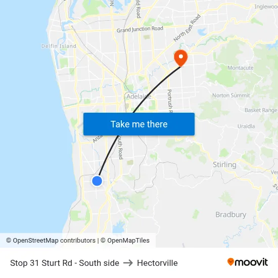 Stop 31 Sturt Rd - South side to Hectorville map