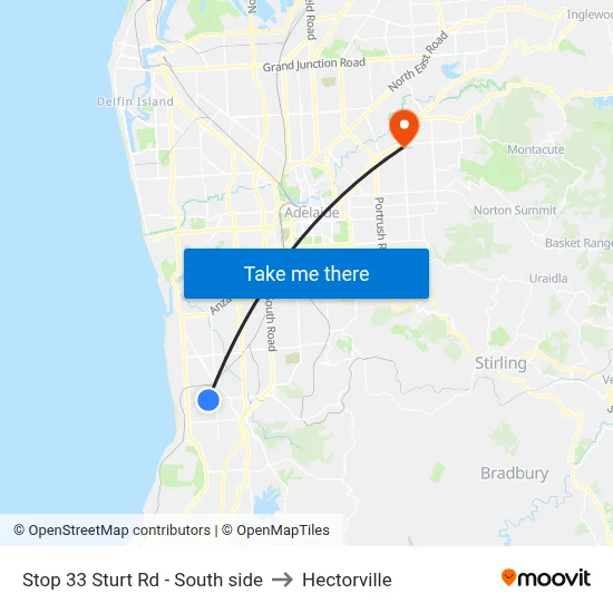 Stop 33 Sturt Rd - South side to Hectorville map