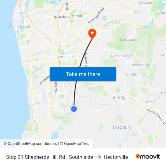 Stop 31 Shepherds Hill Rd - South side to Hectorville map