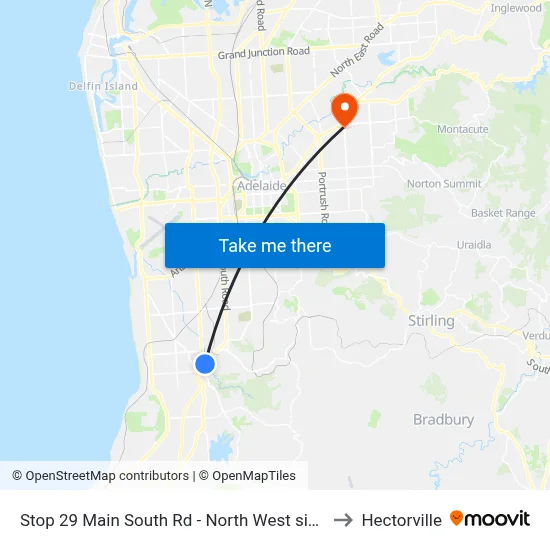 Stop 29 Main South Rd - North West side to Hectorville map