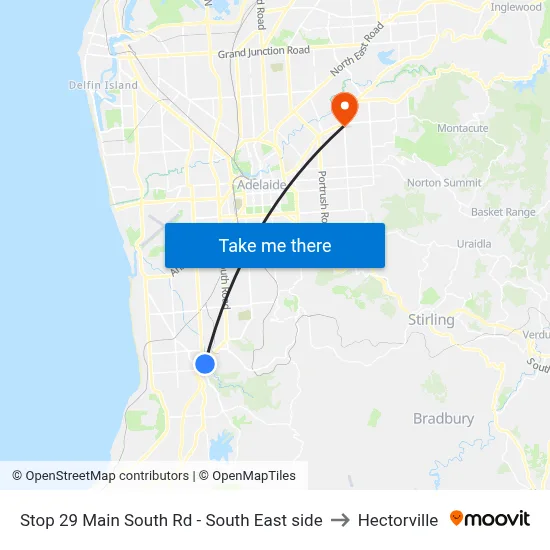 Stop 29 Main South Rd - South East side to Hectorville map