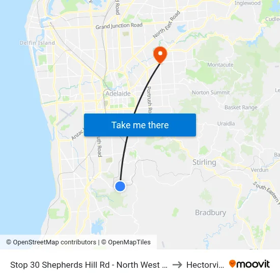 Stop 30 Shepherds Hill Rd - North West side to Hectorville map