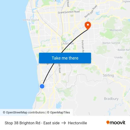 Stop 38 Brighton Rd - East side to Hectorville map