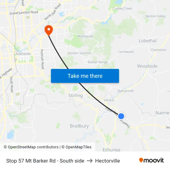 Stop 57 Mt Barker Rd - South side to Hectorville map
