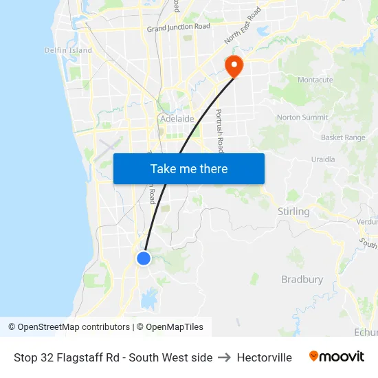 Stop 32 Flagstaff Rd - South West side to Hectorville map