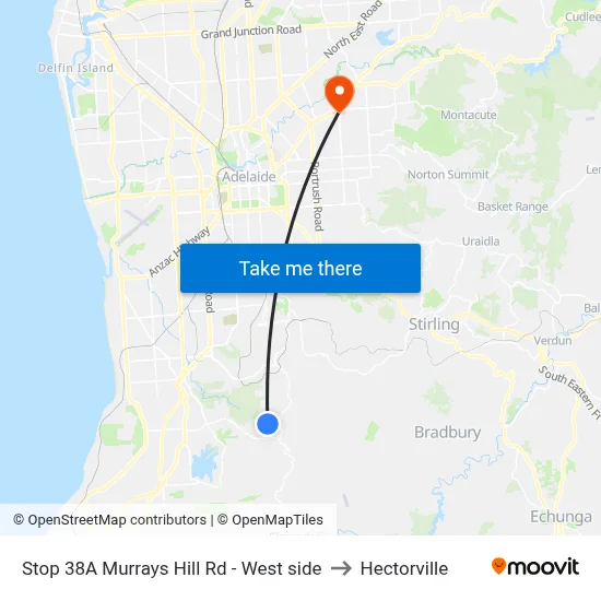 Stop 38A Murrays Hill Rd - West side to Hectorville map