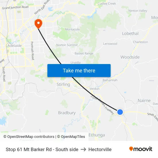 Stop 61 Mt Barker Rd - South side to Hectorville map