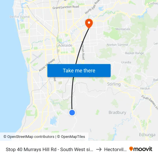 Stop 40 Murrays Hill Rd - South West side to Hectorville map