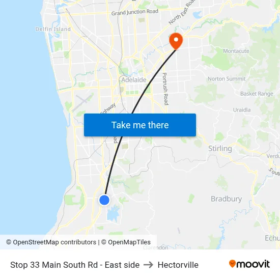Stop 33 Main South Rd - East side to Hectorville map