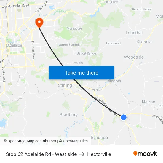 Stop 62 Adelaide Rd - West side to Hectorville map