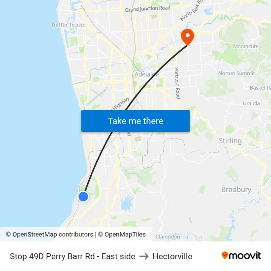 Stop 49D Perry Barr Rd - East side to Hectorville map