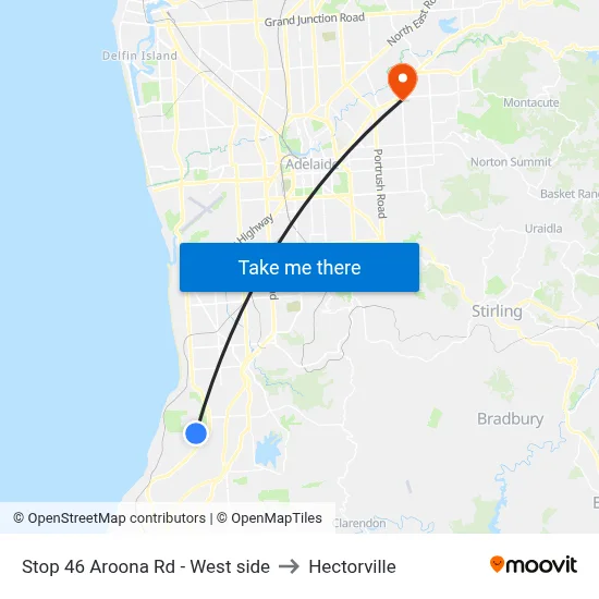 Stop 46 Aroona Rd - West side to Hectorville map
