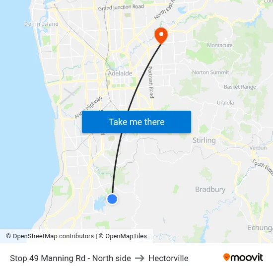 Stop 49 Manning Rd - North side to Hectorville map