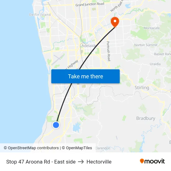 Stop 47 Aroona Rd - East side to Hectorville map