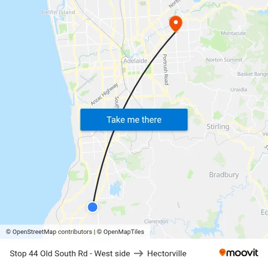 Stop 44 Old South Rd - West side to Hectorville map
