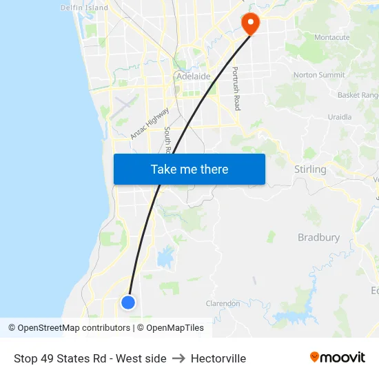 Stop 49 States Rd - West side to Hectorville map