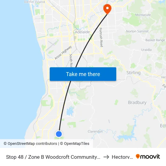 Stop 48 / Zone B Woodcroft Community Centre to Hectorville map