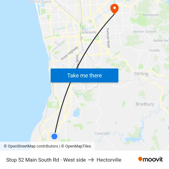 Stop 52 Main South Rd - West side to Hectorville map