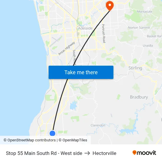 Stop 55 Main South Rd - West side to Hectorville map