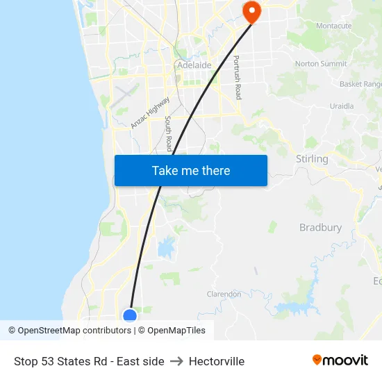 Stop 53 States Rd - East side to Hectorville map