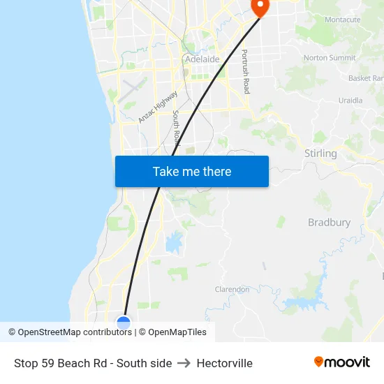 Stop 59 Beach Rd - South side to Hectorville map