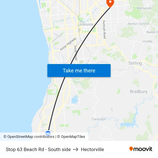 Stop 63 Beach Rd - South side to Hectorville map