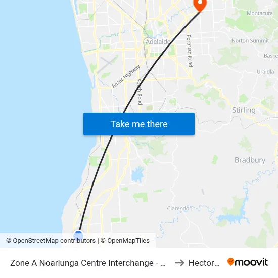 Zone A Noarlunga Centre Interchange - West side to Hectorville map