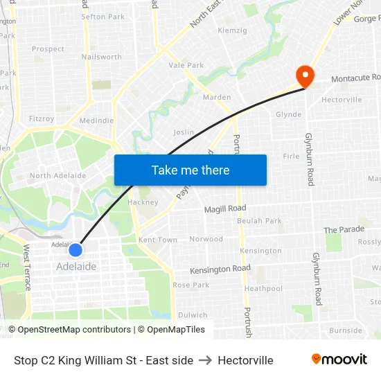 Stop C2 King William St - East side to Hectorville map