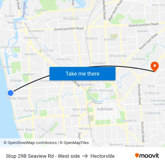 Stop 29B Seaview Rd - West side to Hectorville map