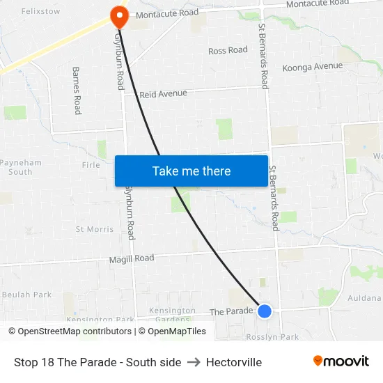 Stop 18 The Parade - South side to Hectorville map