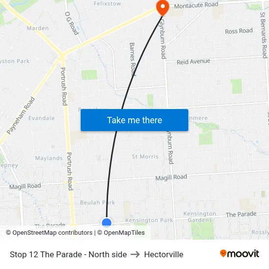 Stop 12 The Parade - North side to Hectorville map