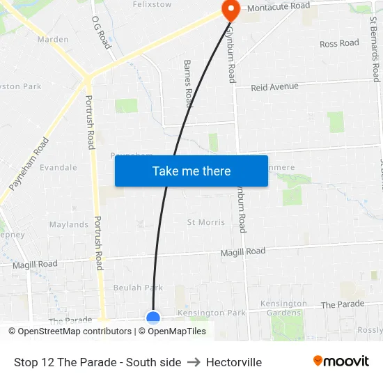 Stop 12 The Parade - South side to Hectorville map