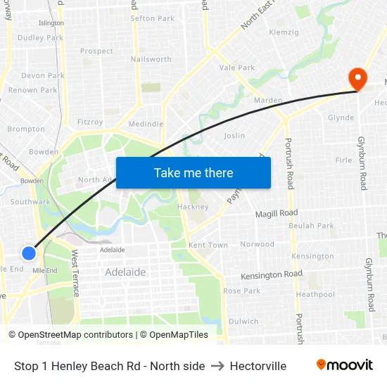 Stop 1 Henley Beach Rd - North side to Hectorville map