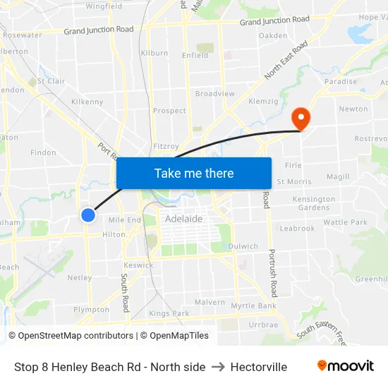 Stop 8 Henley Beach Rd - North side to Hectorville map