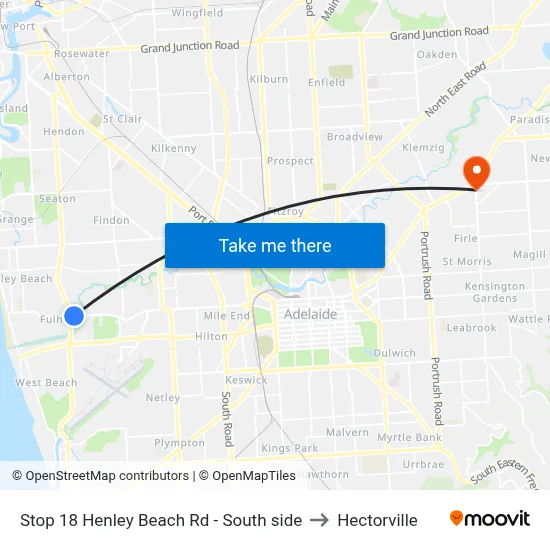 Stop 18 Henley Beach Rd - South side to Hectorville map