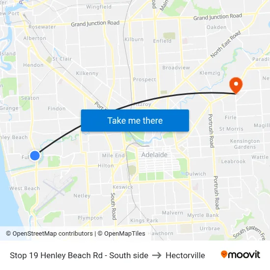 Stop 19 Henley Beach Rd - South side to Hectorville map