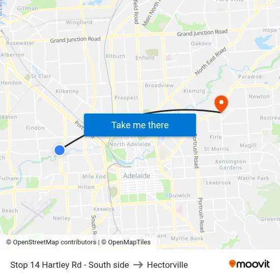 Stop 14 Hartley Rd - South side to Hectorville map