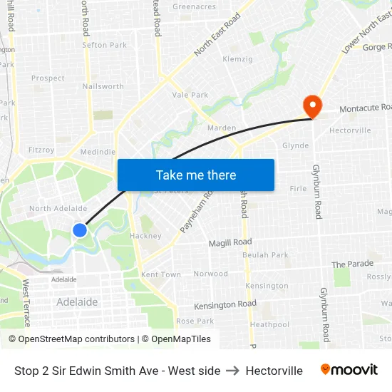 Stop 2 Sir Edwin Smith Ave - West side to Hectorville map