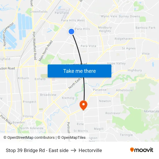 Stop 39 Bridge Rd - East side to Hectorville map