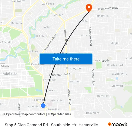 Stop 5 Glen Osmond Rd - South side to Hectorville map
