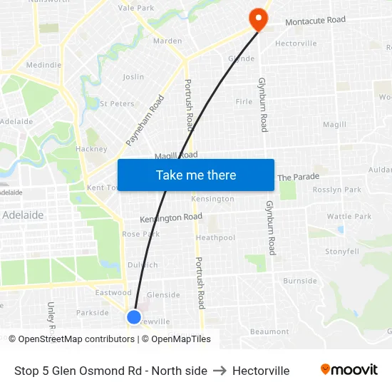 Stop 5 Glen Osmond Rd - North side to Hectorville map