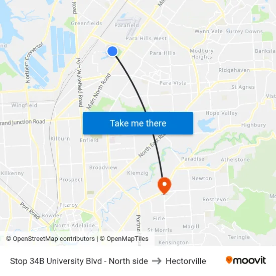 Stop 34B University Blvd - North side to Hectorville map