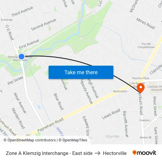 Zone A Klemzig Interchange - East side to Hectorville map