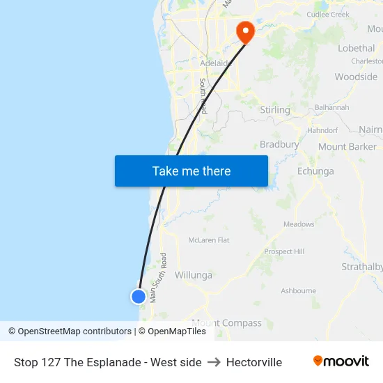 Stop 127 The Esplanade - West side to Hectorville map
