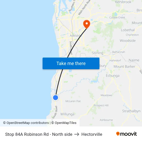 Stop 84A Robinson Rd - North side to Hectorville map