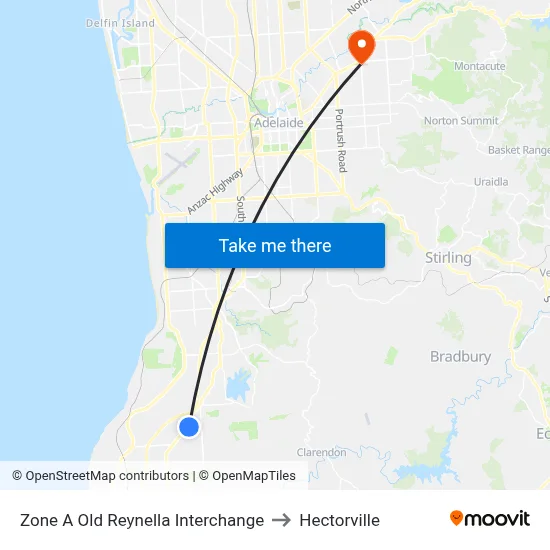 Zone A Old Reynella Interchange to Hectorville map