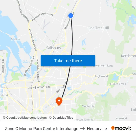 Zone C Munno Para Centre Interchange to Hectorville map