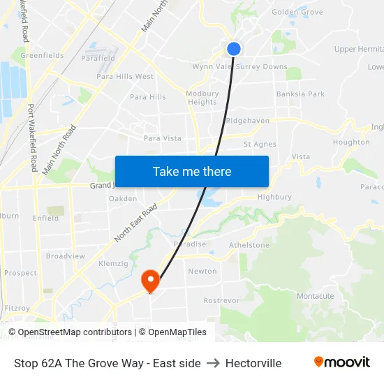 Stop 62A The Grove Way - East side to Hectorville map